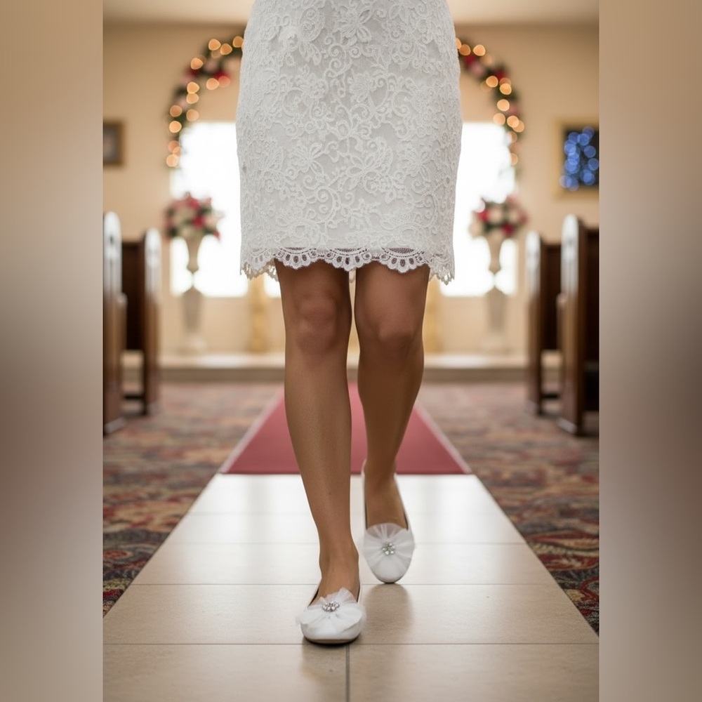 Vera Wang White Lace Scalloped-Hem Mini Skirt